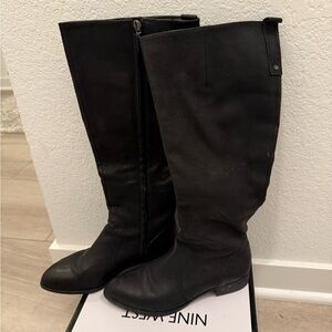 Nine West Over the Knee Black Leather Boots Size 7.5